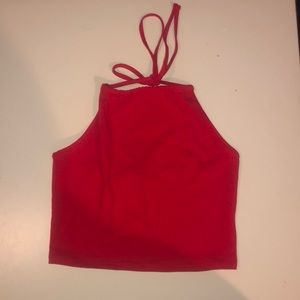 forever 21 red open back crop top